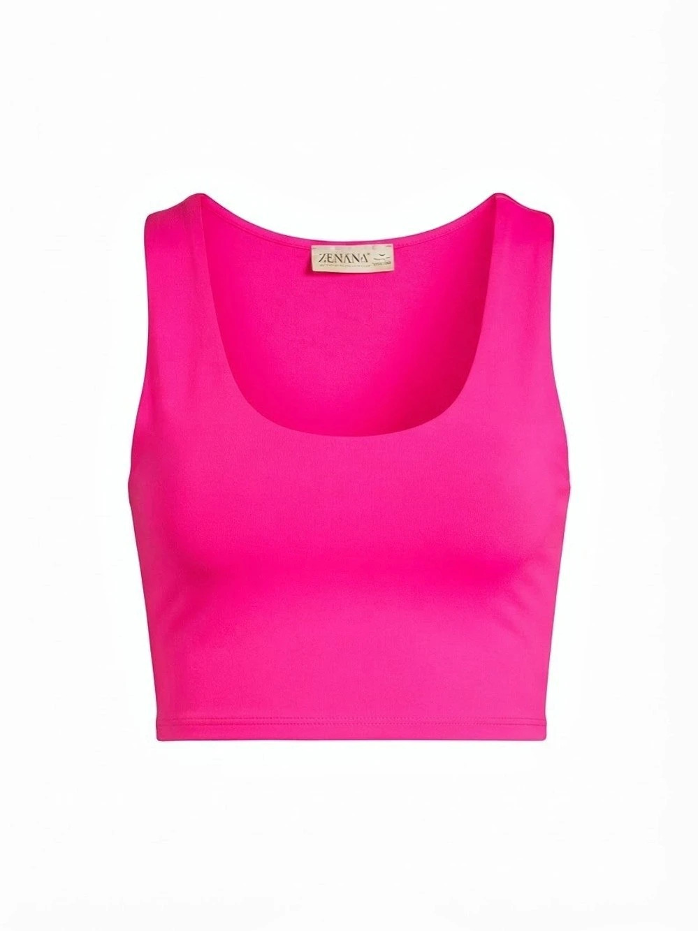 ZENANA Scoop Neck Crop Tank Top Pink Size Medium